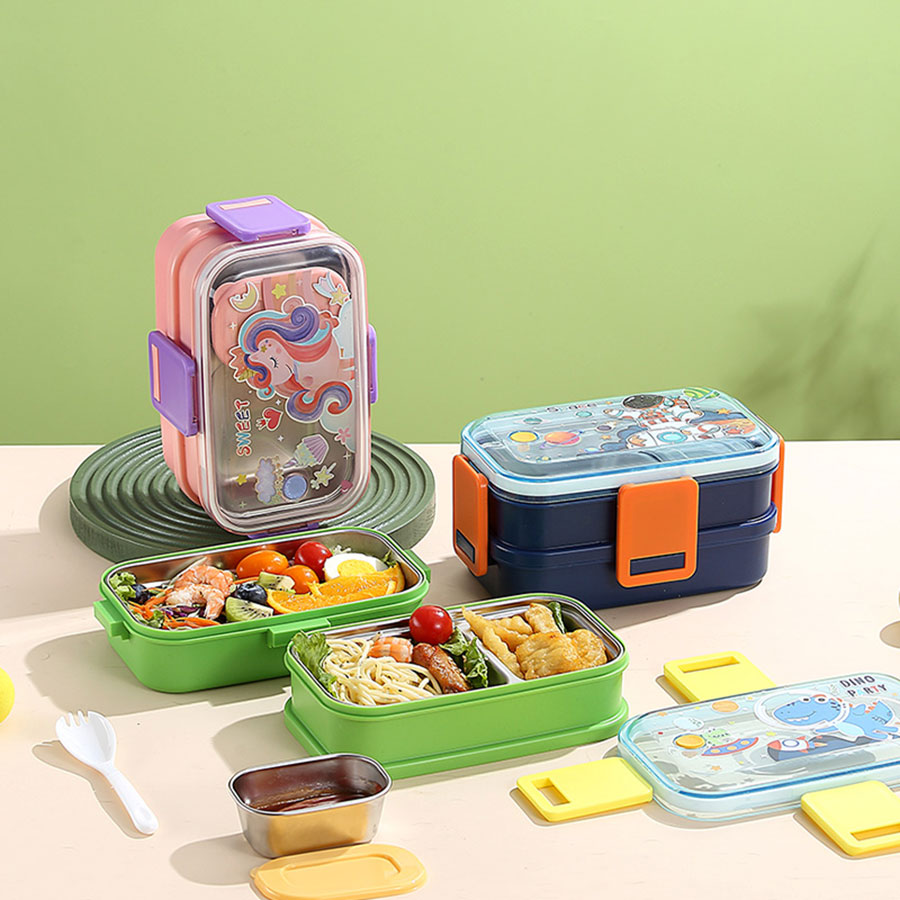 彩光卡通雙層不銹鋼餐