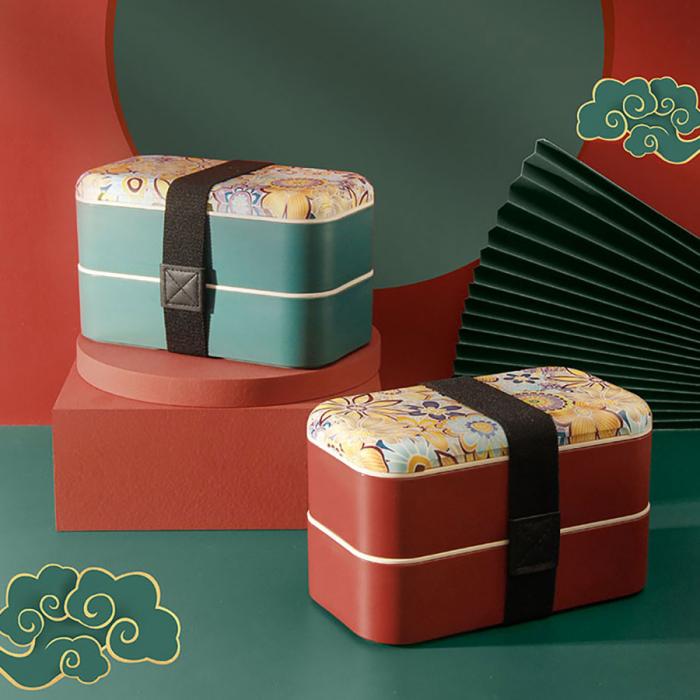 雙層綁帶密封飯盒國潮